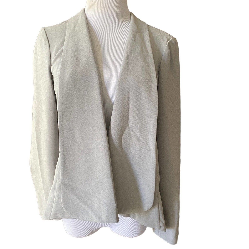 H by Halston Women's Sz 2 Long Sleeve Open Front Jacket Gray A303200